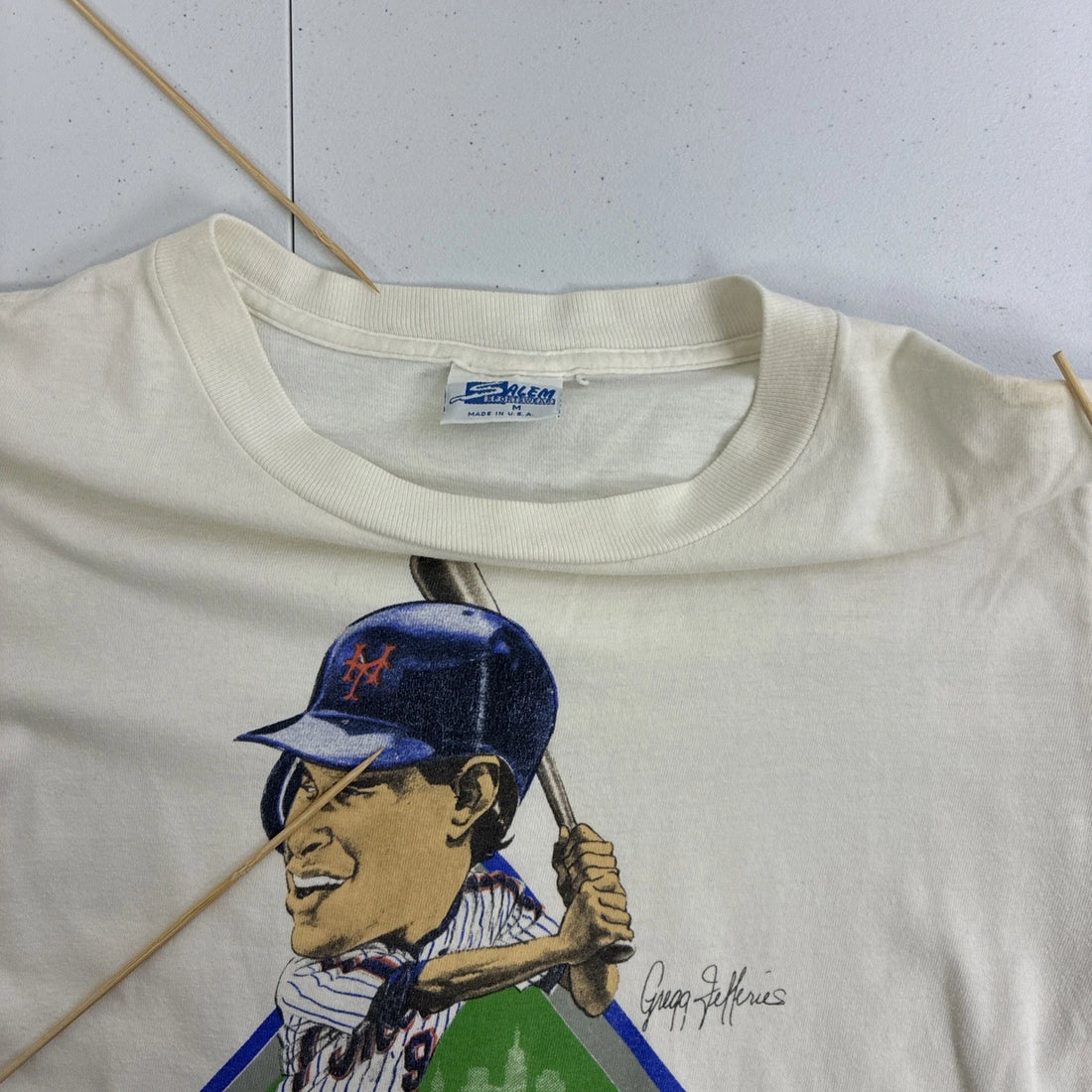 Vintage Gregg Jeffries New York Mets Caricature Salem T-Shirt Medium 1989 MLB
