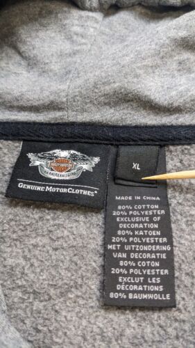 Harley Davidson Motorcycles Full Zip Sweatshirt Hoodie Size XL Gray