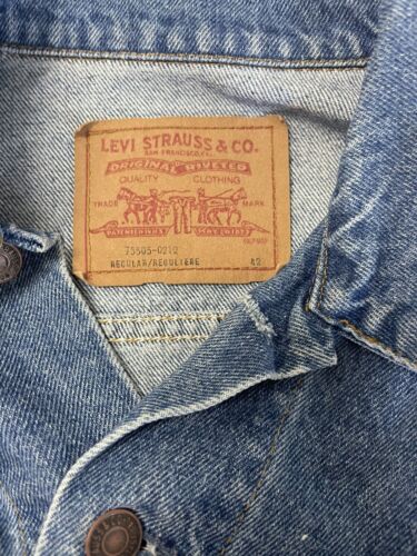 Vintage Levi Strauss & Co Denim Jacket Size 42 Blue Orange Tab