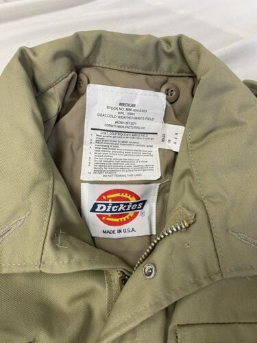 Vintage Dickies Cold Weather Canvas Field Coat Size Medium Tan 90s Made USA