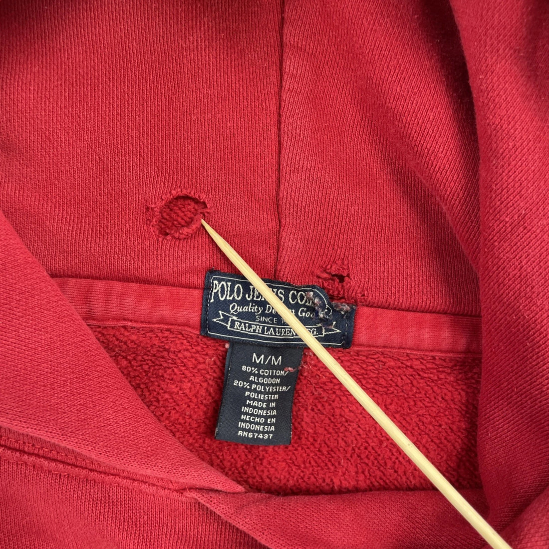 Polo Jeans Ralph Lauren Sweatshirt Hoodie Size Medium Red