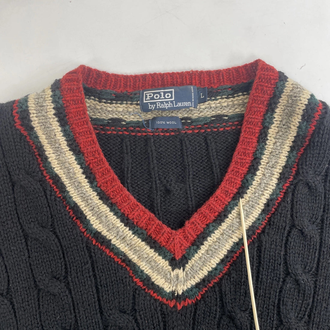 Vintage Polo Ralph Lauren Wool Knit V-Neck Sweater Size Large