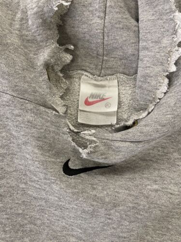 Vintage Nike Middle Swoosh Sweatshirt Hoodie XL Gray Embroidered Distressed 90s
