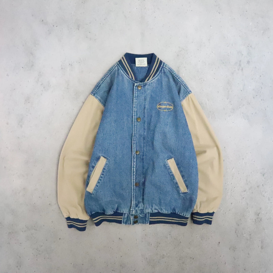 Vintage Haagen Dasz Denim Bomber Jacket Size Medium