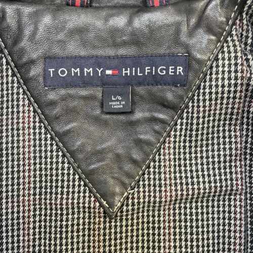 Tommy Hilfiger Leather Coat Jacket Size Large Black