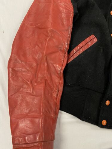 Vintage Flyers Racquet Masters Wool Leather Varsity Bomber Jacket Size 34