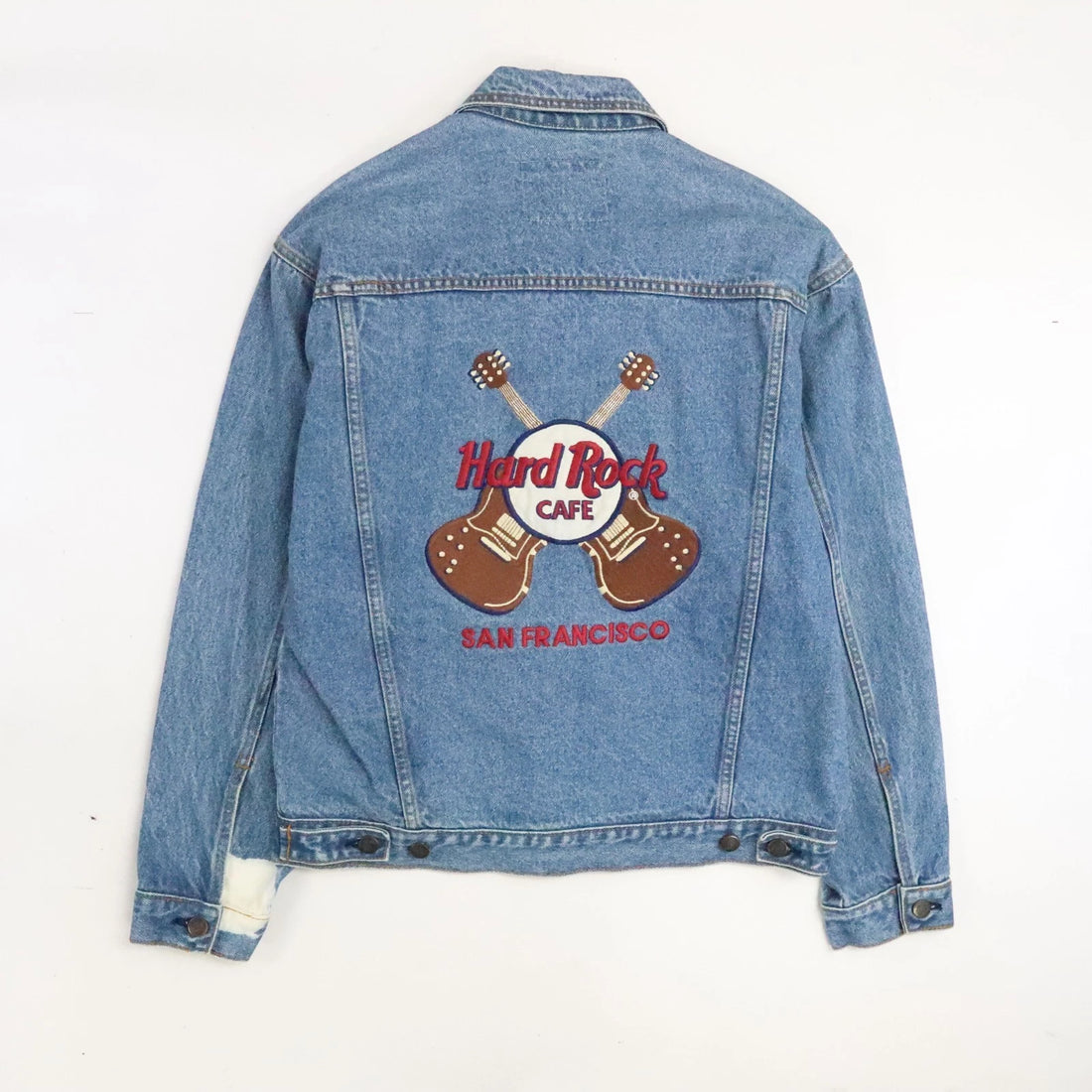 Vintage Hard Rock Cafe San Francisco Guitars Denim Jacket Size Small 90s