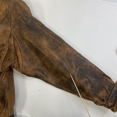 Vintage Marshall Field's New Traditions Leather Bomber Jacket Size Medium Brown