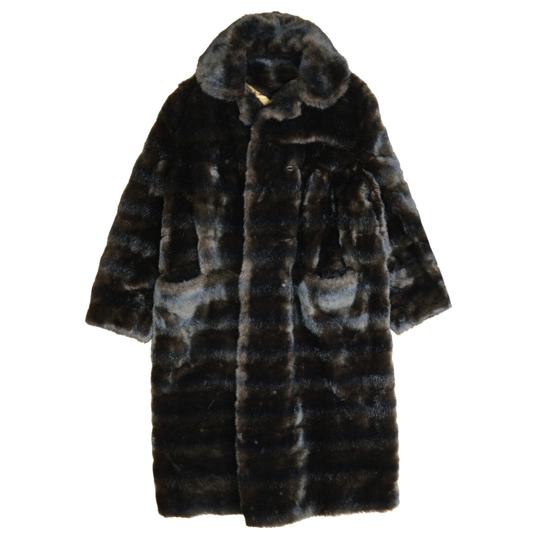 Vintage Tissavel France Faux Fur Coat Jacket Womens Size Medium Brown