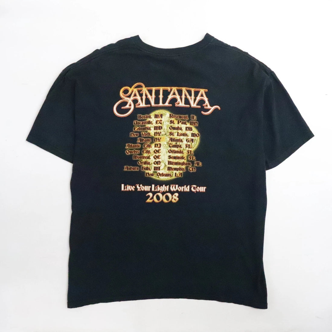 Santana Live Your Light World Tour T-Shirt Size XL 2008