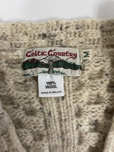 Vintage Celtic Country Wool Knit Cardigan Sweater Size Medium