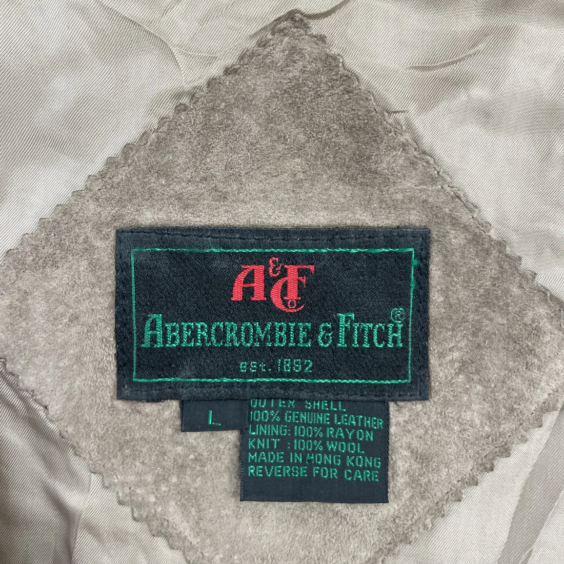 Vintage Abercrombie & Fitch Leather Suede Bomber Jacket Size Large Brown