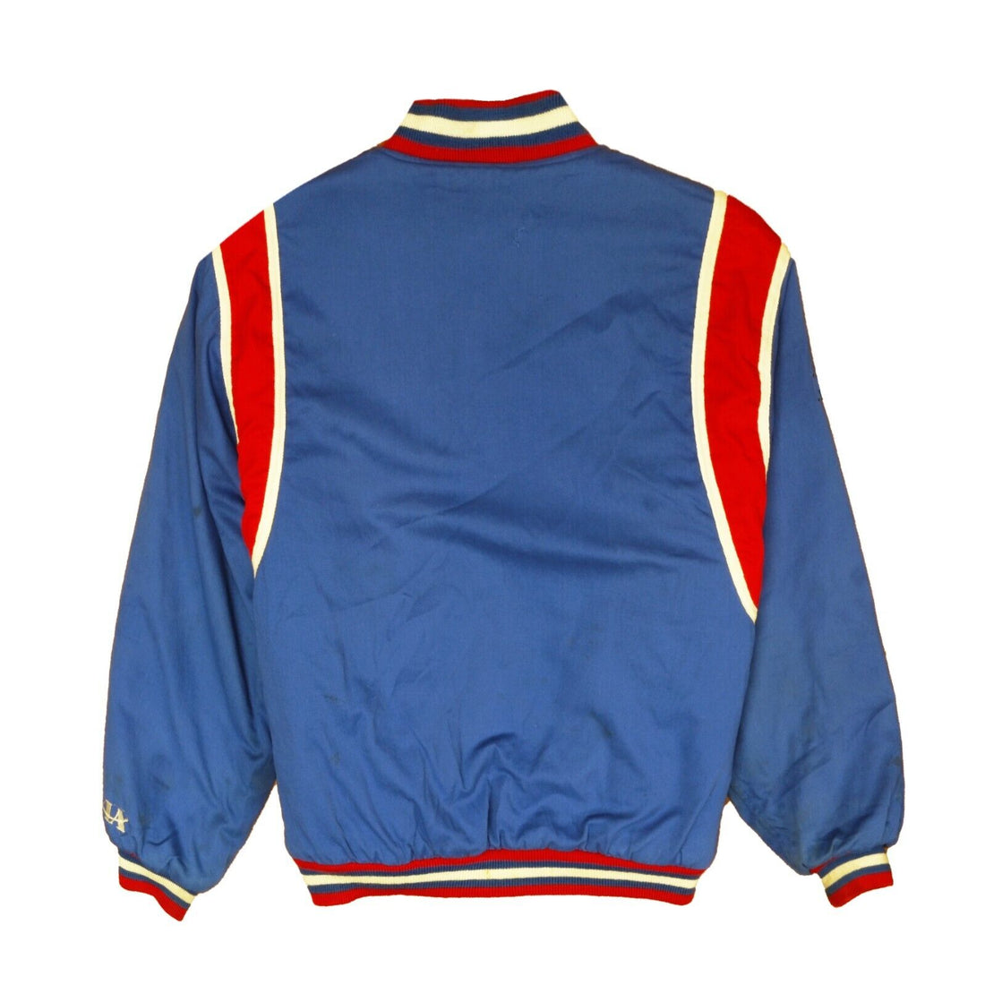 Vintage Detroit Pistons Logo Athletic Bomber Jacket Size Medium Blue 90s NBA