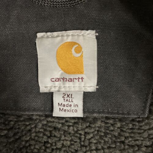 Carhartt Canvas Work Jacket Size 2XL Tall Black Sherpa Lined