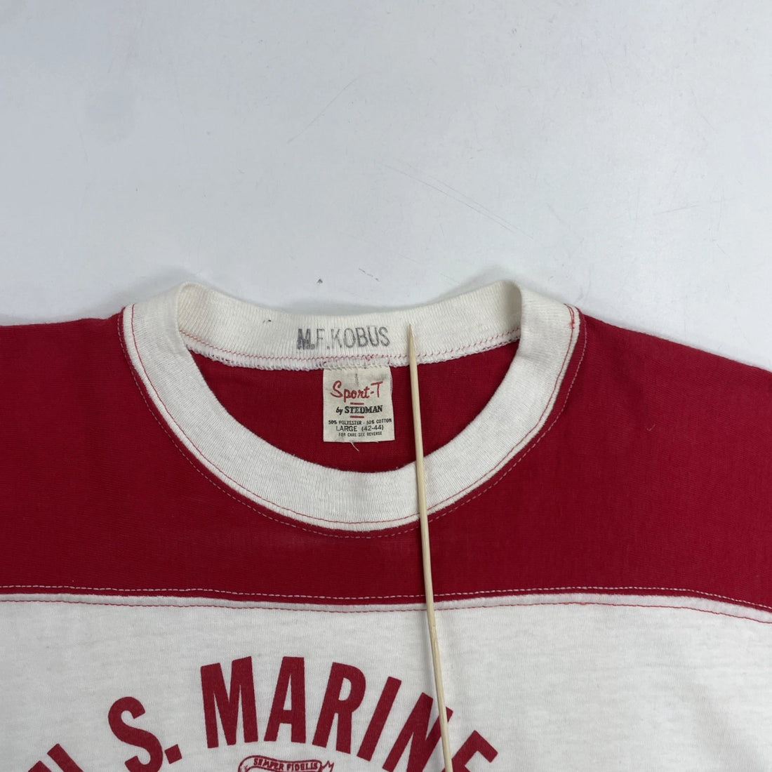 Vintage US Marines Parris Island South Carolina Ringer T-Shirt Size Large 80s