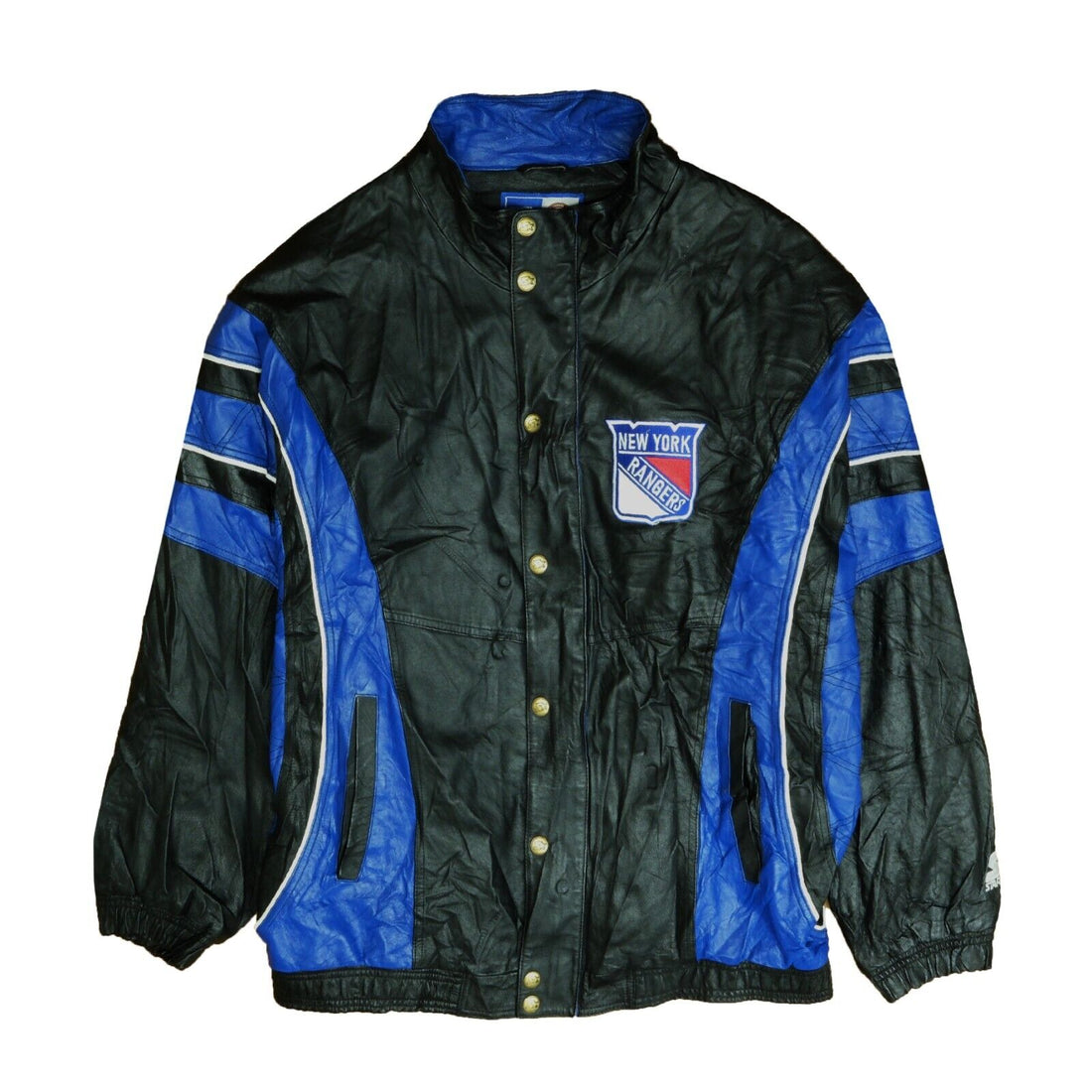 Vintage New York Rangers Starter Leather Bomber Jacket Size 2XL 90s NHL