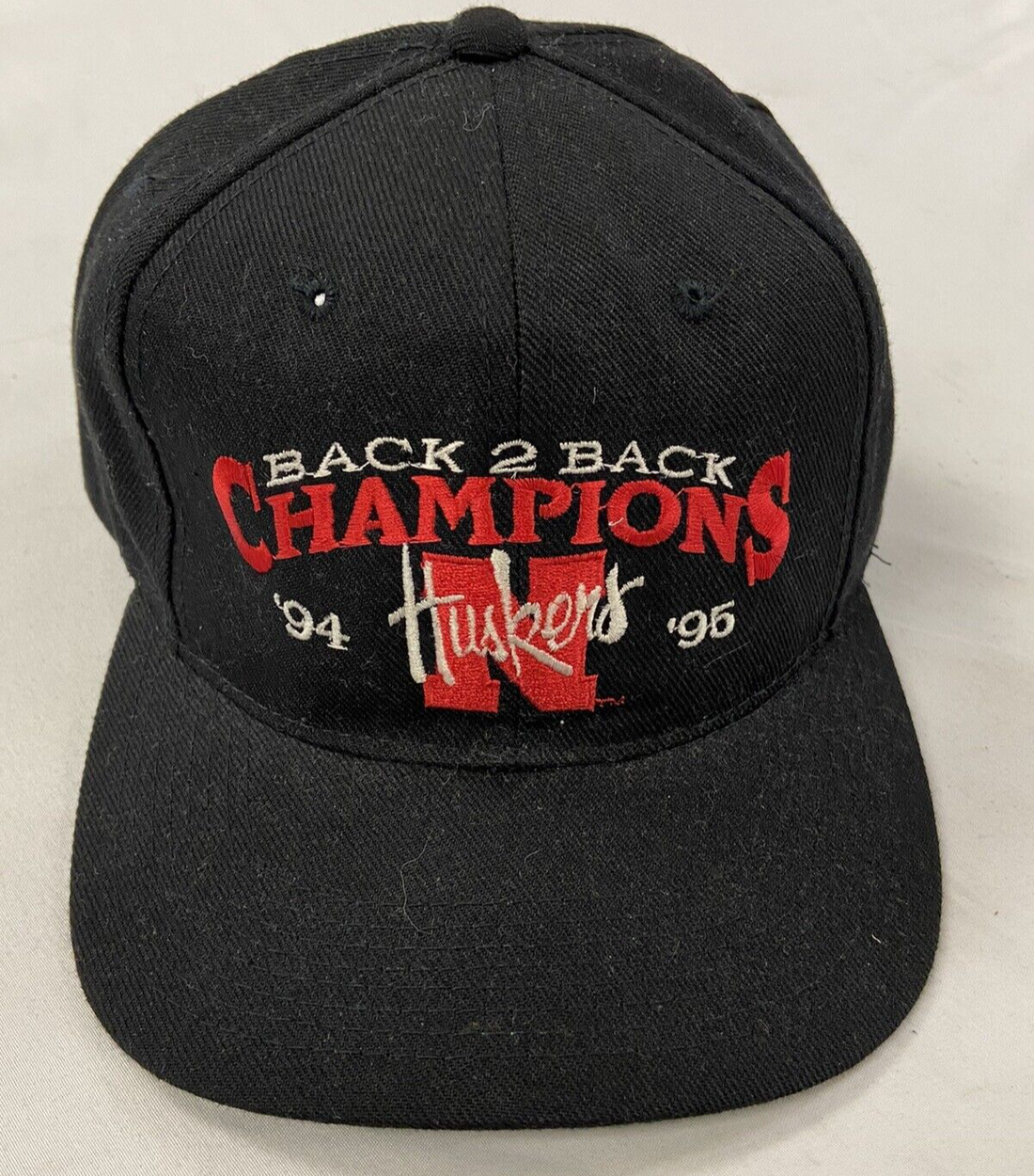 Vintage Nebraska Huskers Back 2 Back Champs Youngan Snapback Hat OSFA 90s NCAA
