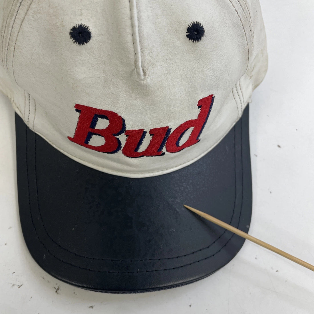 Vintage Budweiser Bud Beer Leather Hat Cap OSFA