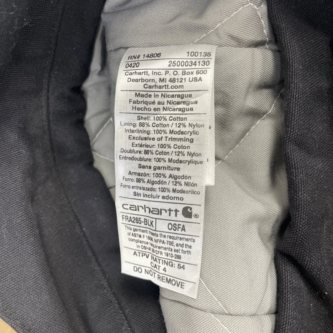 Carhartt FR Canvas Work Jacket Size Medium Duck Hood Quilt Lined NWT
