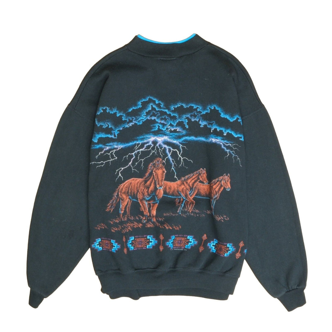 Vintage Horse Lightning Sweatshirt Size Large Aztec Western Nature Thunder