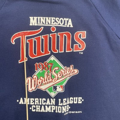 Vintage Minnesota Twins World Series Champions Sweatshirt Large Blue 1987 MLB