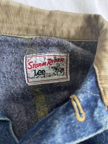 Vintage Lee Storm Rider Denim Trucker Jacket Size Medium Blanket Lined