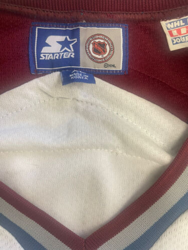 READ) Starter Patrick Roy Colorado Avalanche NHL Hockey Jersey Vintage  White XL