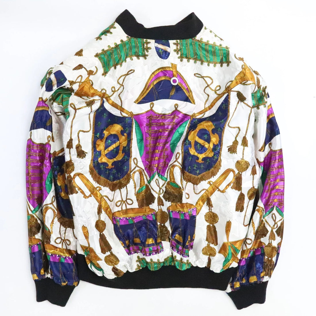 Vintage Baroque Equestrian Bomber Jacket Size XL Reversible All Over Print