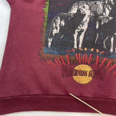 Vintage Grey Bluff Wolf Mountain Crewneck Sweatshirt Size Large Nature