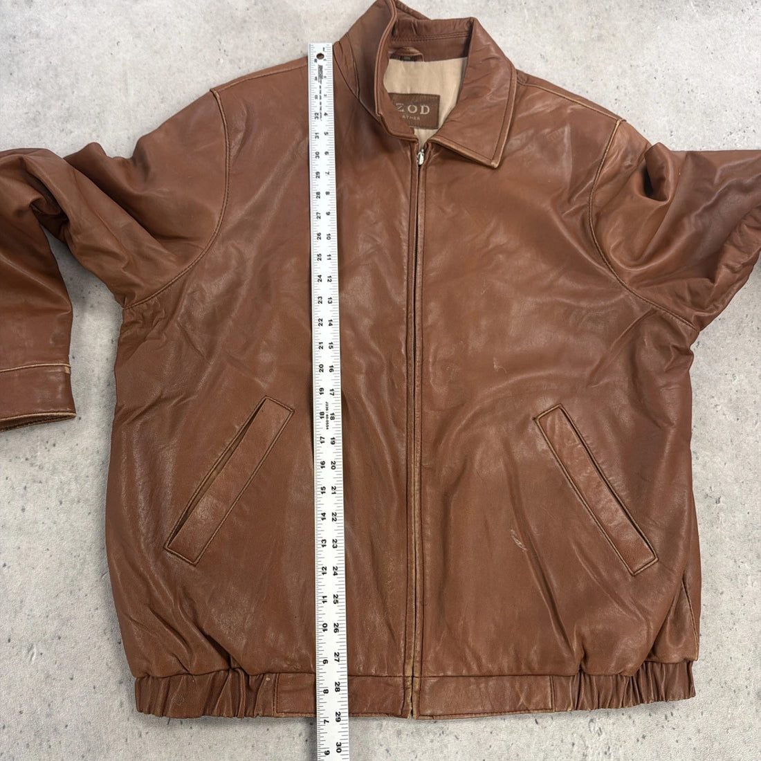 Vintage Izod Leather Bomber Jacket Size Large