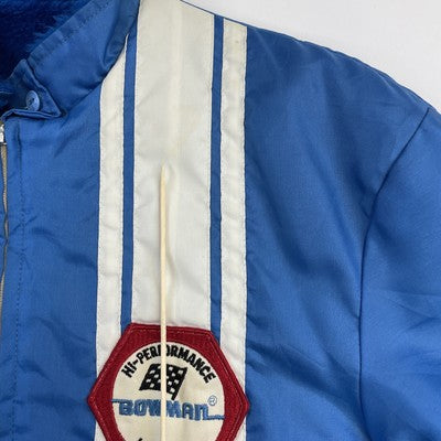 Vintage Bowman Life Bolts Racing Jacket Size XL Blue