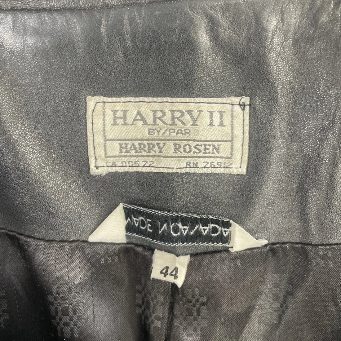 Vintage Harry Rosen Leather Bomber Jacket Size 44 Black