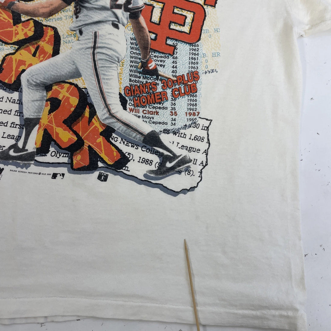 Vintage San Francisco Giants Will Clark Salem T-Shirt Size Large 90s MLB