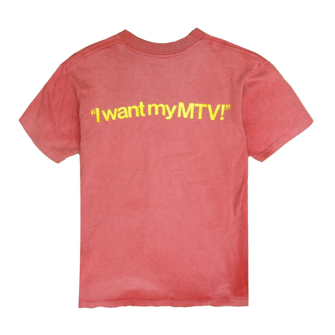 Vintage Music Television I Want My MTV T-Shirt Size Medium Red 90s Single Stitch