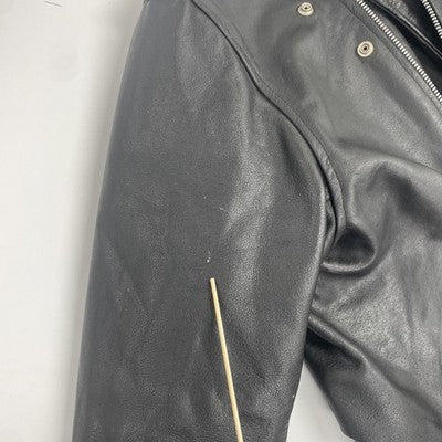 Protech Leather Classic Motorcycle Jacket Size 48 Black