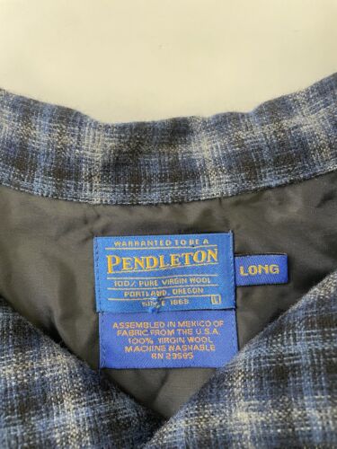 Vintage Pendleton Wool Board Button Up Shirt Size Large Long Plaid