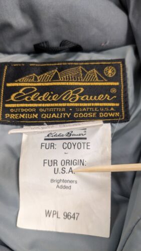 Vintage Eddie Bauer Parka Coat Jacket Size Small Down Insulated Coyote Fur