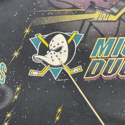 Vintage Anaheim Mighty Ducks Bulletin T-Shirt One Size 90s All Over Print NHL