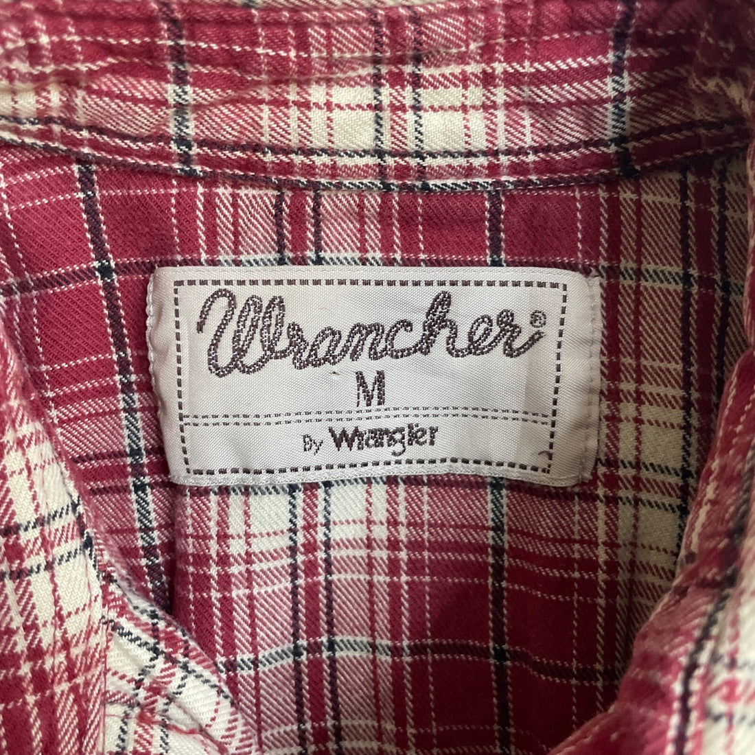 Vintage Wrangler Wrancher Pearl Snap Shirt Size Medium Red Plaid