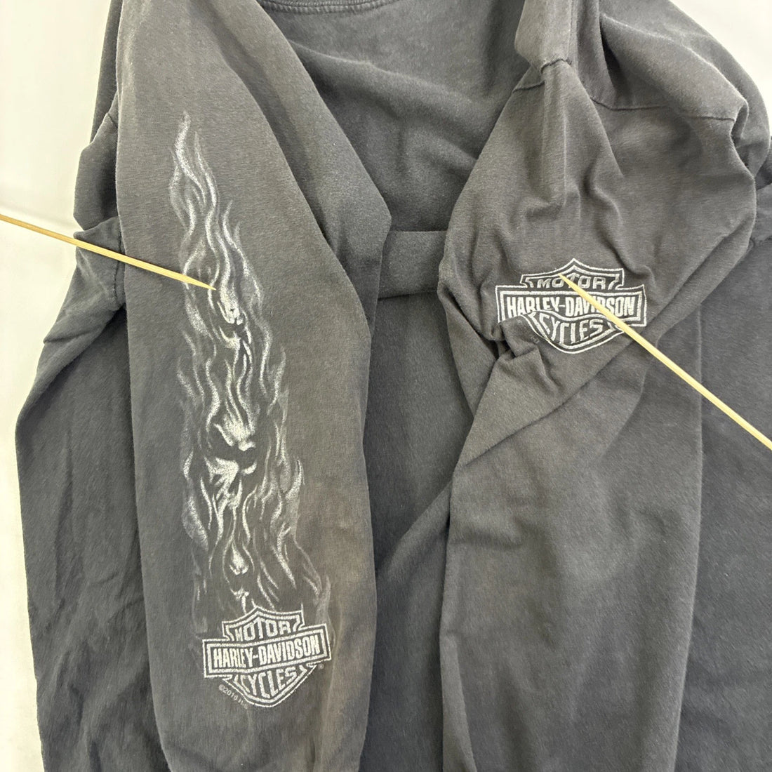 Vintage Harley Davidson Skull Flame Long Sleeve T-Shirt Size Large