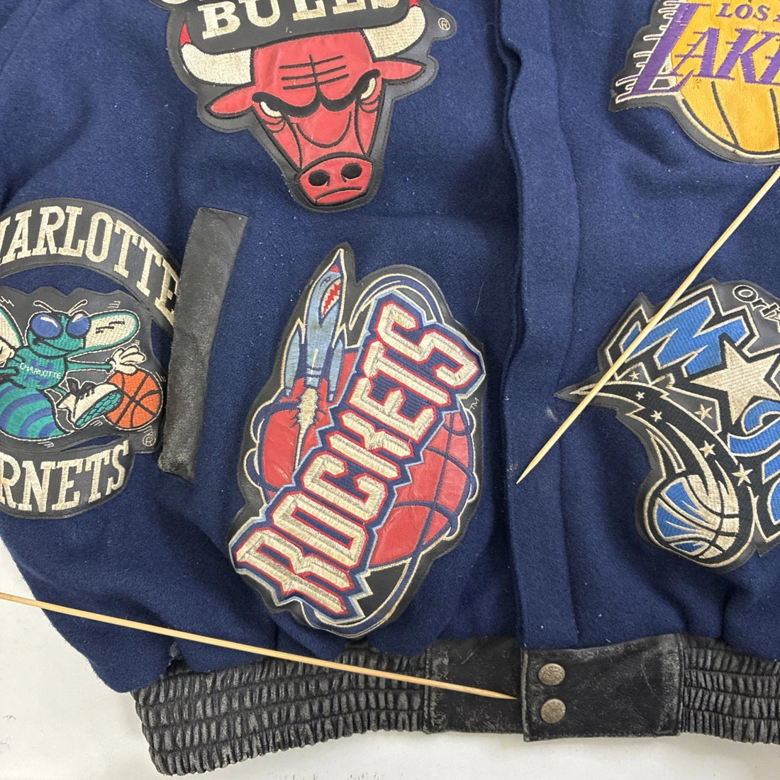 Jeff Hamilton Limited Edition NBA Patch Leather Wool Varsity Jacket Size 6X