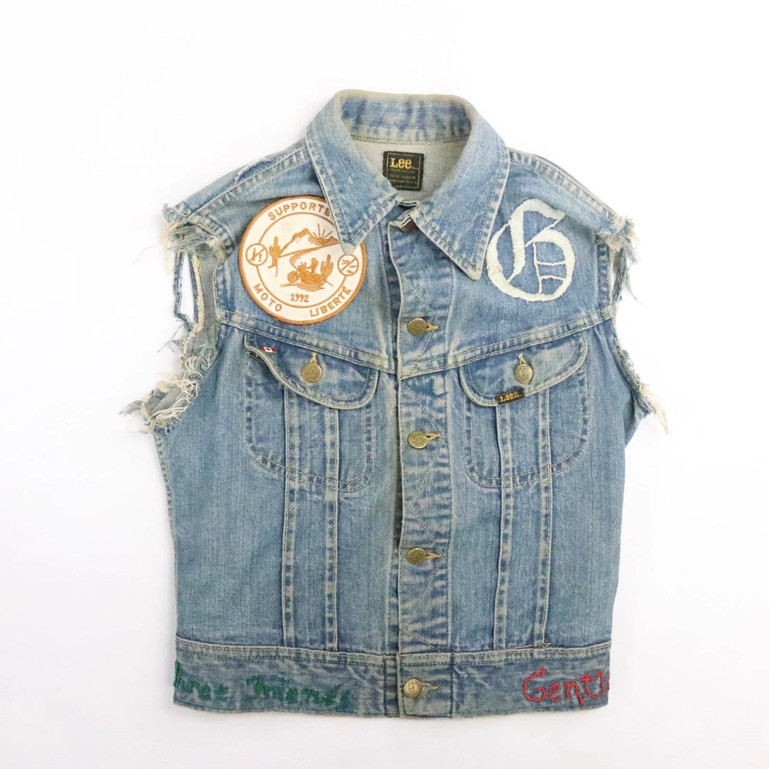 Vintage David Bowie Lee Sanforized Denim Vest Jacket Small PATD 153438 Custom
