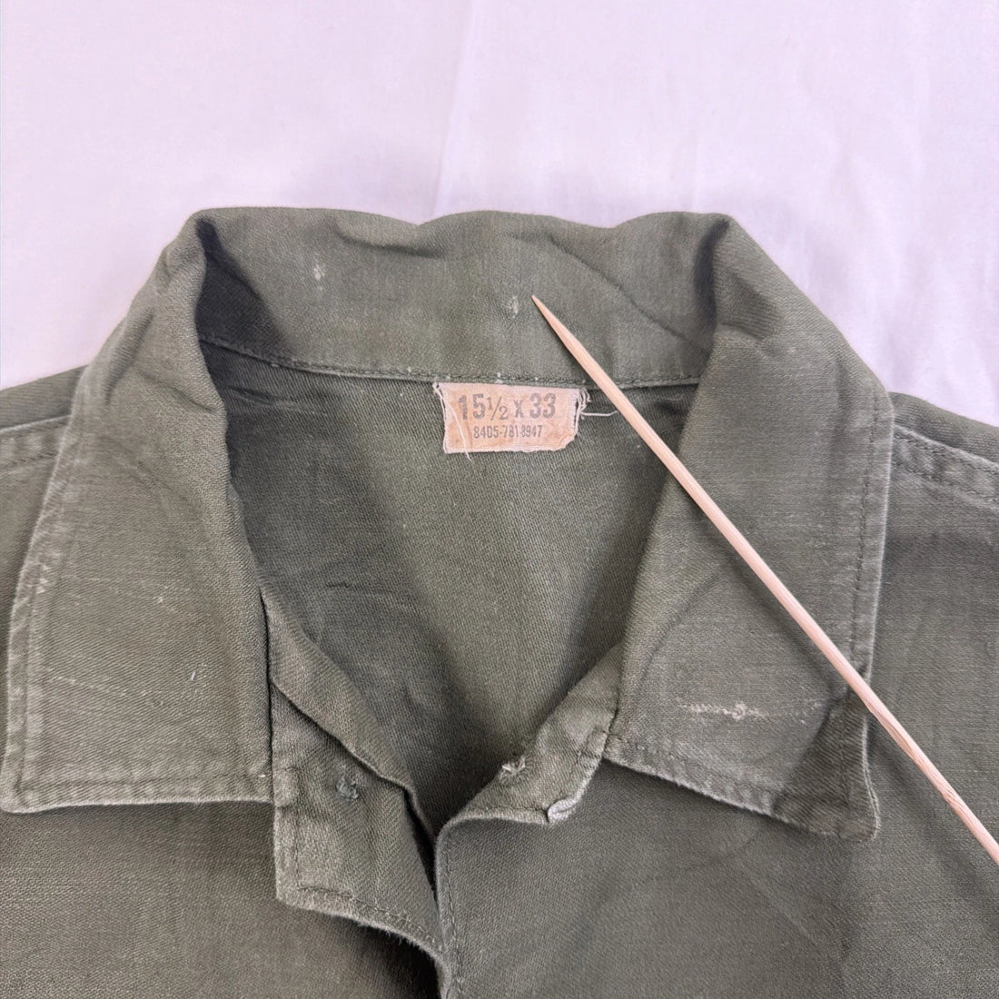 Vintage U.S. Army OG 107 Fatigue Button Up Shirt Size 15 1/2 x 33