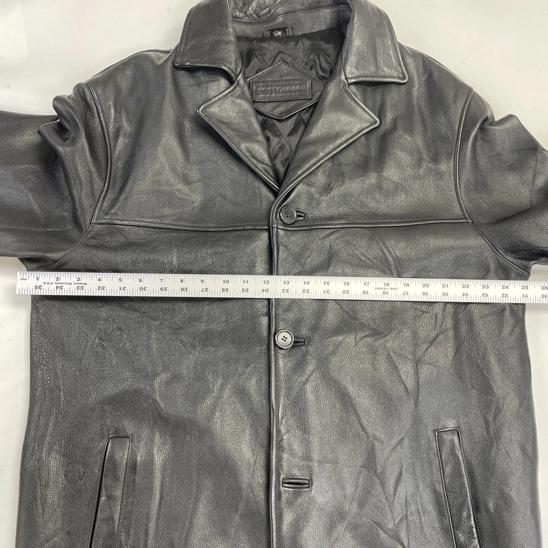 Bostonian Leather Coat Jacket Size Large Black