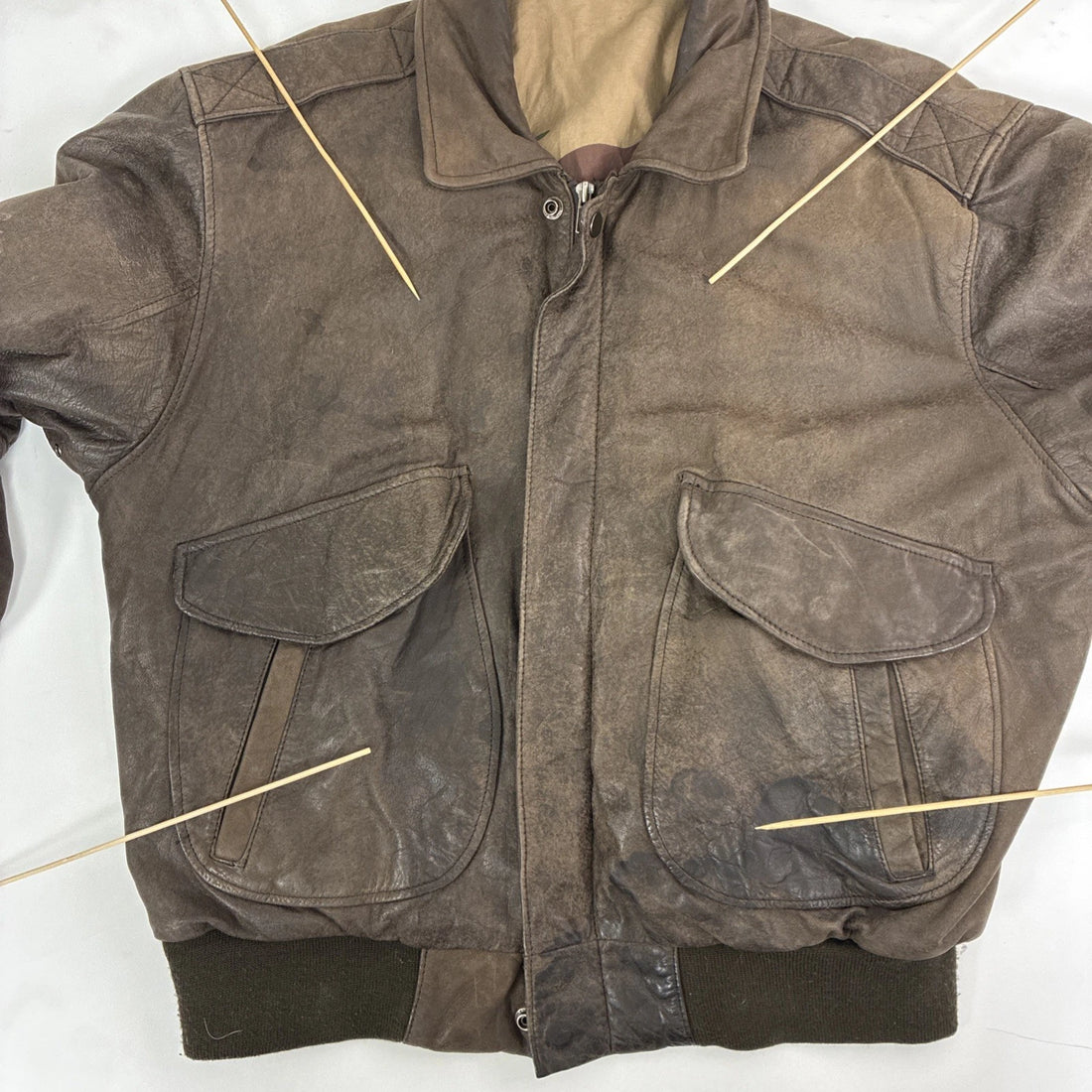 Vintage Hunt Club Leather Bomber Jacket Size 44