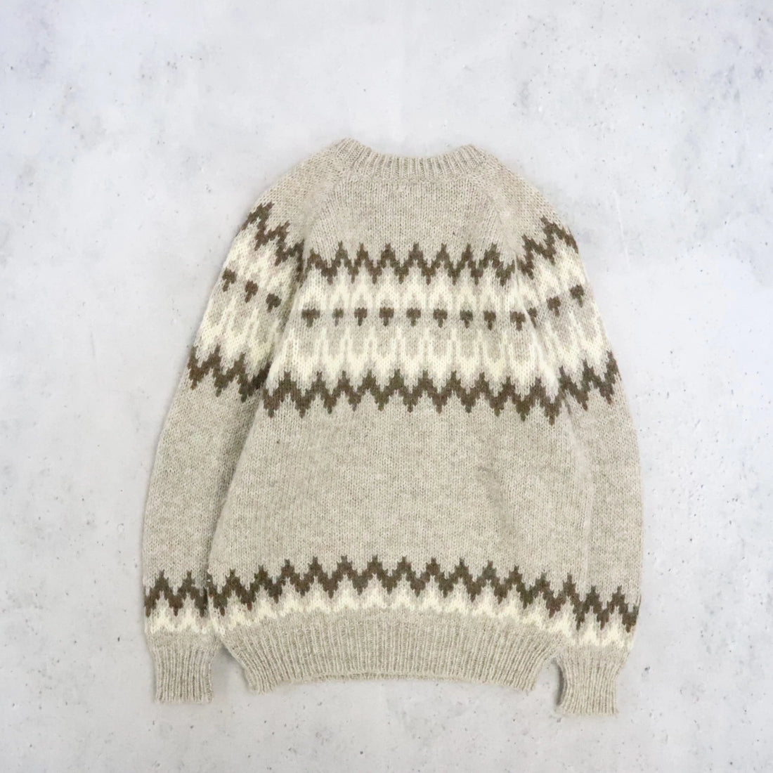 Vintage Wool Knit Fair Isle Crewneck Sweater Size Medium