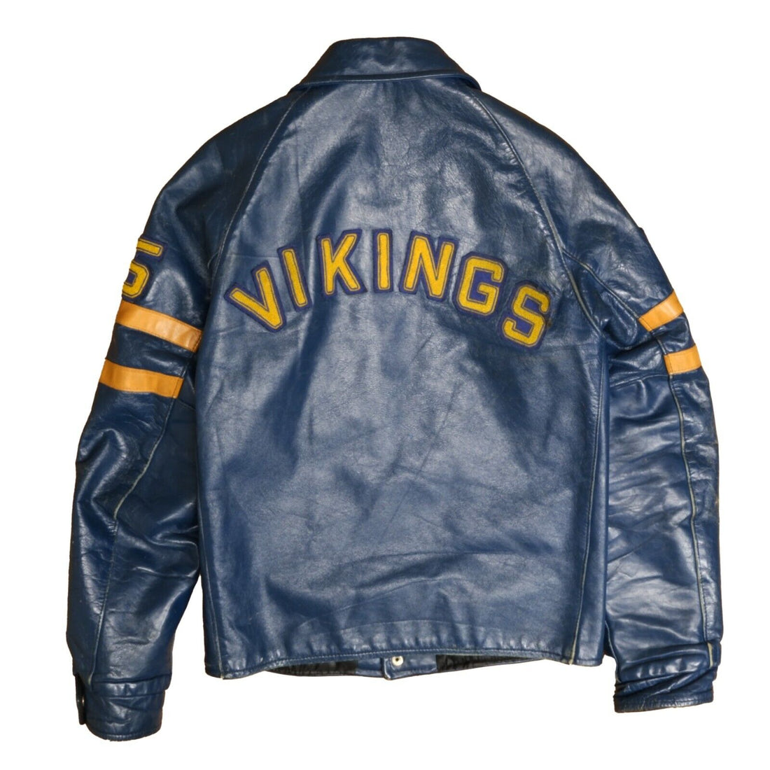 Vintage Vikings Letterman Varsity Leather Jacket Size XL 1975 70s