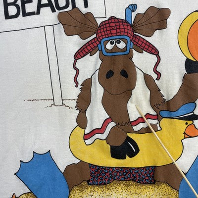 Vintage Rocky & Bullwinkle Moosle Beach T-Shirt Size Large 1987 80s