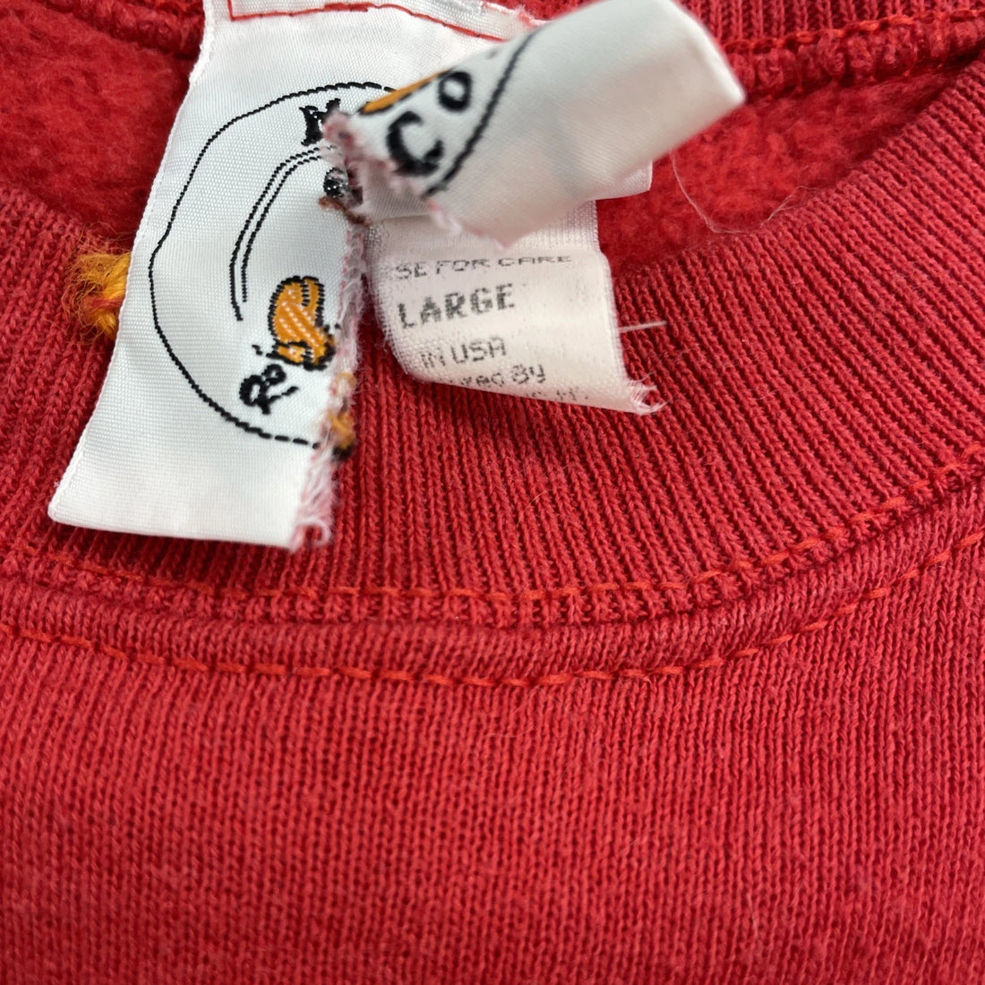 Vintage Mickey Mouse Disney Crewneck Sweatshirt Size Large Red Double Sided