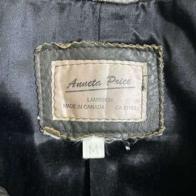 Vintage Anneta Price Lambskin Leather Bomber Jacket Size Medium